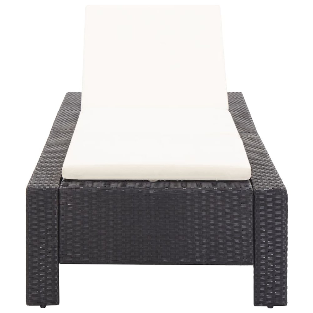 Sunbed Black rattan, cream white cushion. Picture 5