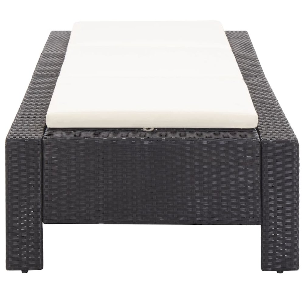 Sunbed Black rattan, cream white cushion. Picture 6