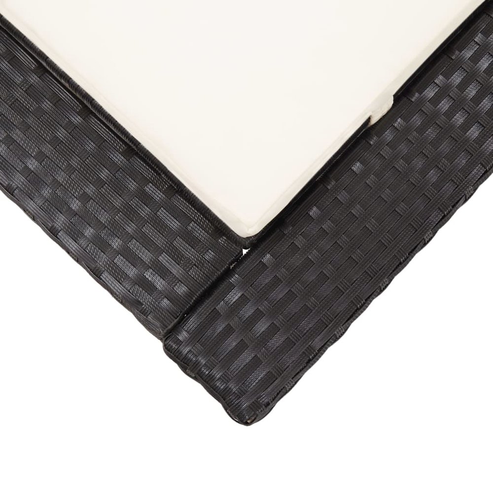 Sunbed Black rattan, cream white cushion. Picture 7