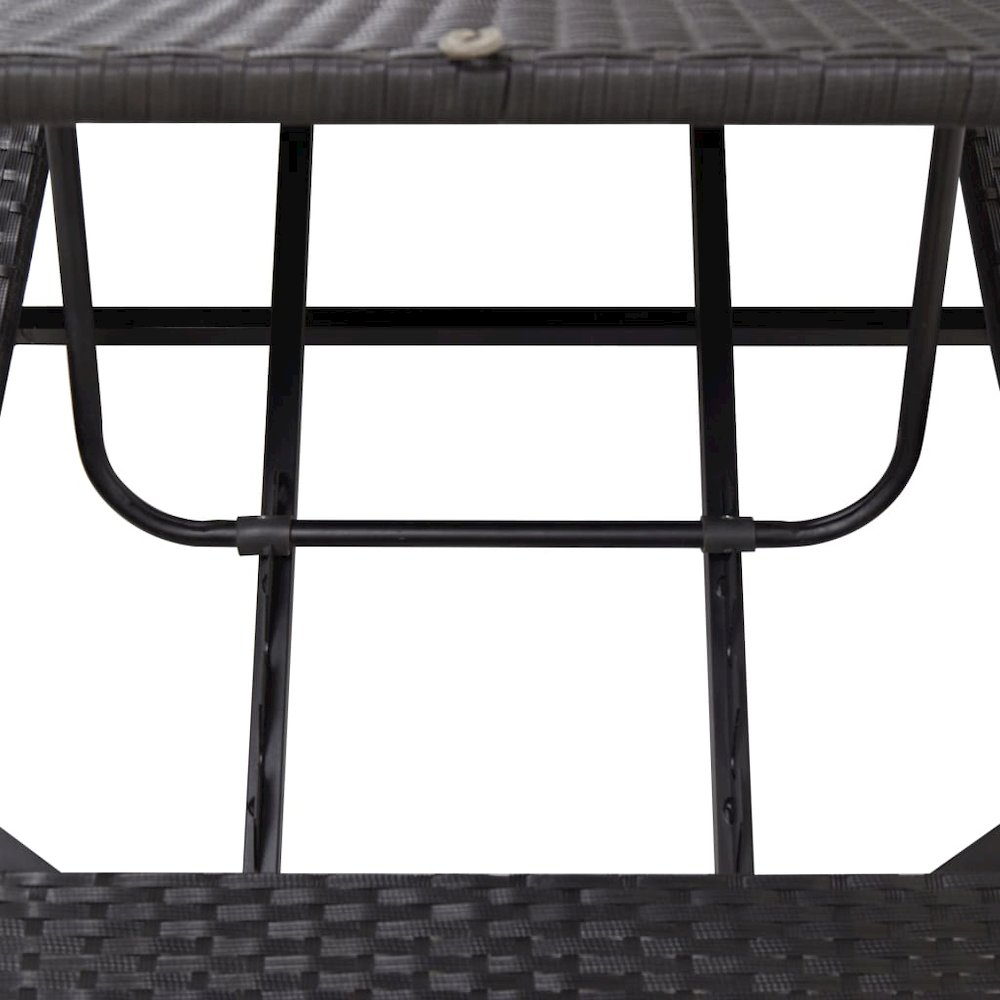 Sunbed Black rattan, cream white cushion. Picture 8