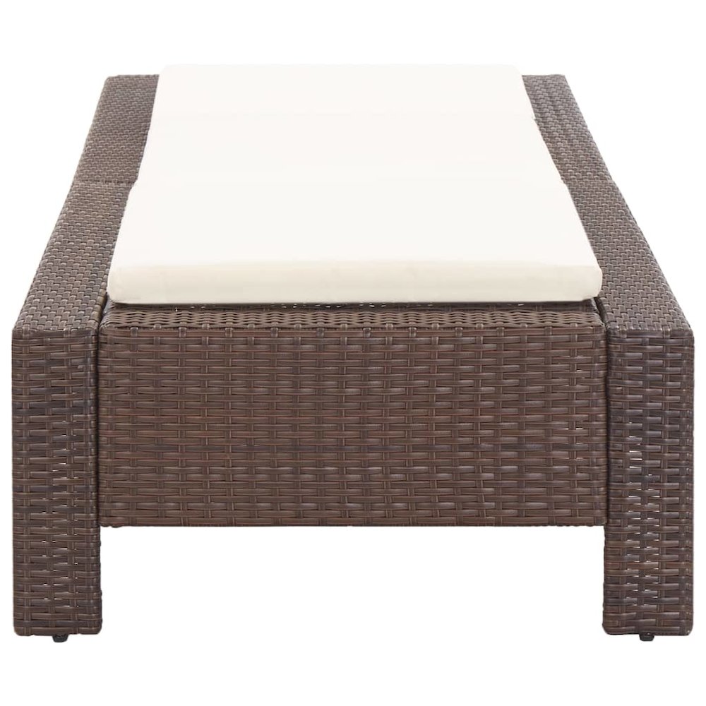 vidaXL Sunbed with Cushion Brown Poly Rattan, 46235. Picture 3