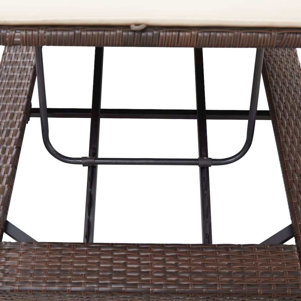 vidaXL Sunbed with Cushion Brown Poly Rattan, 46235. Picture 8