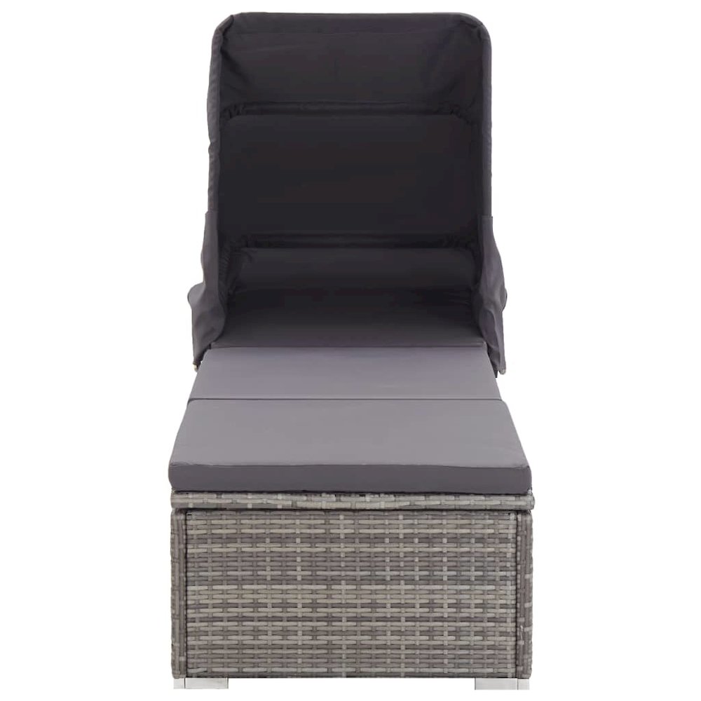 Sun Lounger Grey rattan and dark grey cushion. Picture 3