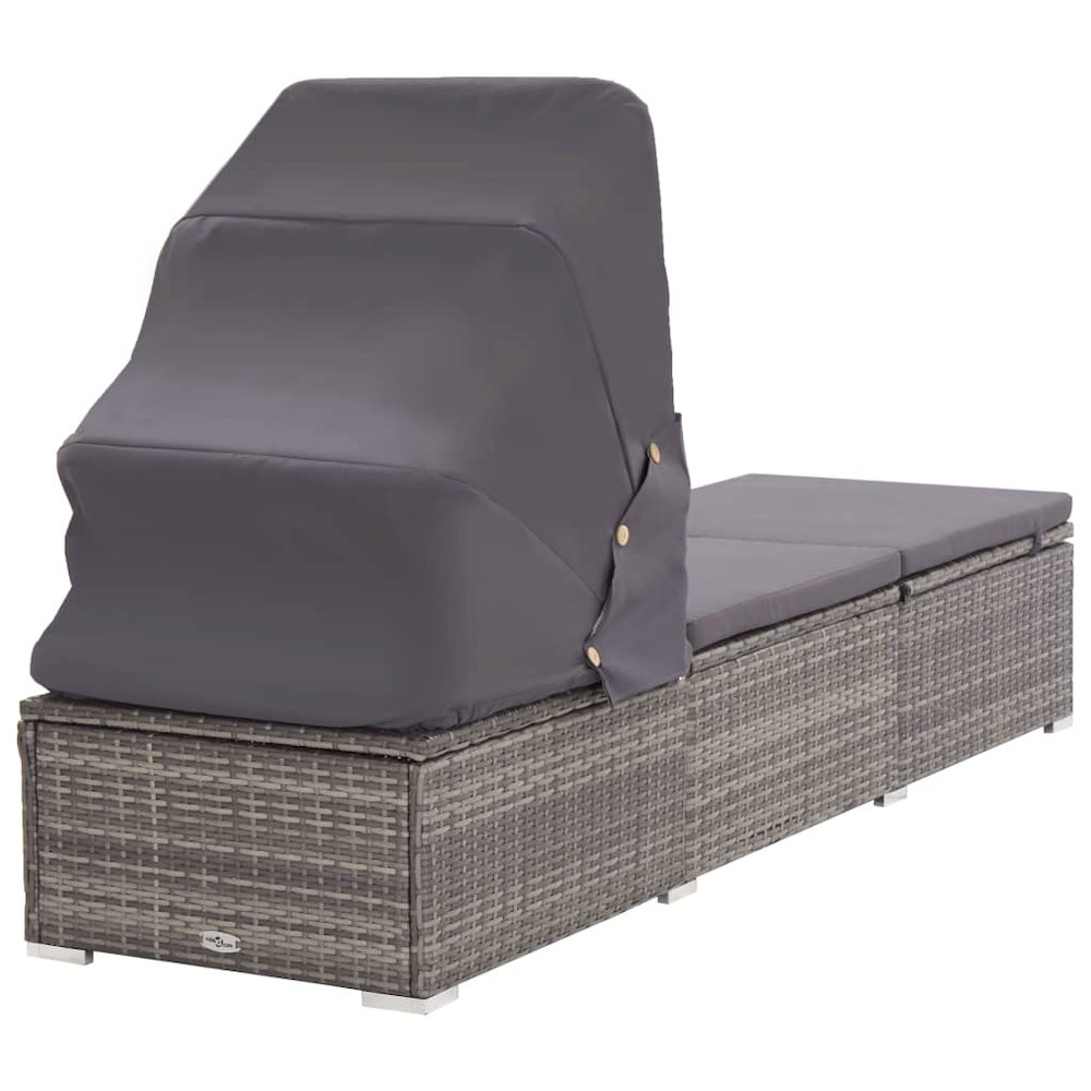 Sun Lounger Grey rattan and dark grey cushion. Picture 4