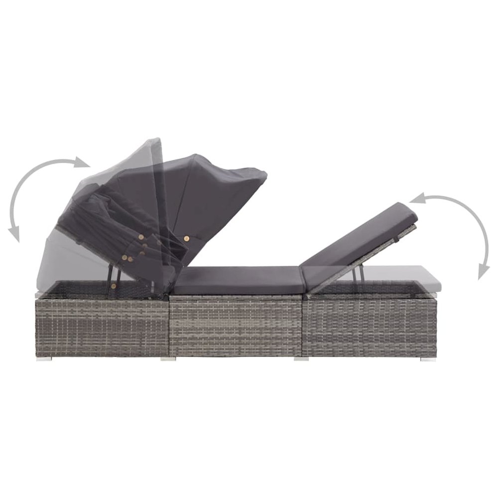 Sun Lounger Grey rattan and dark grey cushion. Picture 6