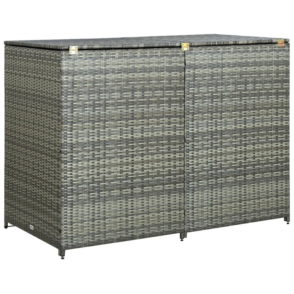 Wheelie Bin Shed Anthracite PE rattan, powder-coated steel. Picture 1