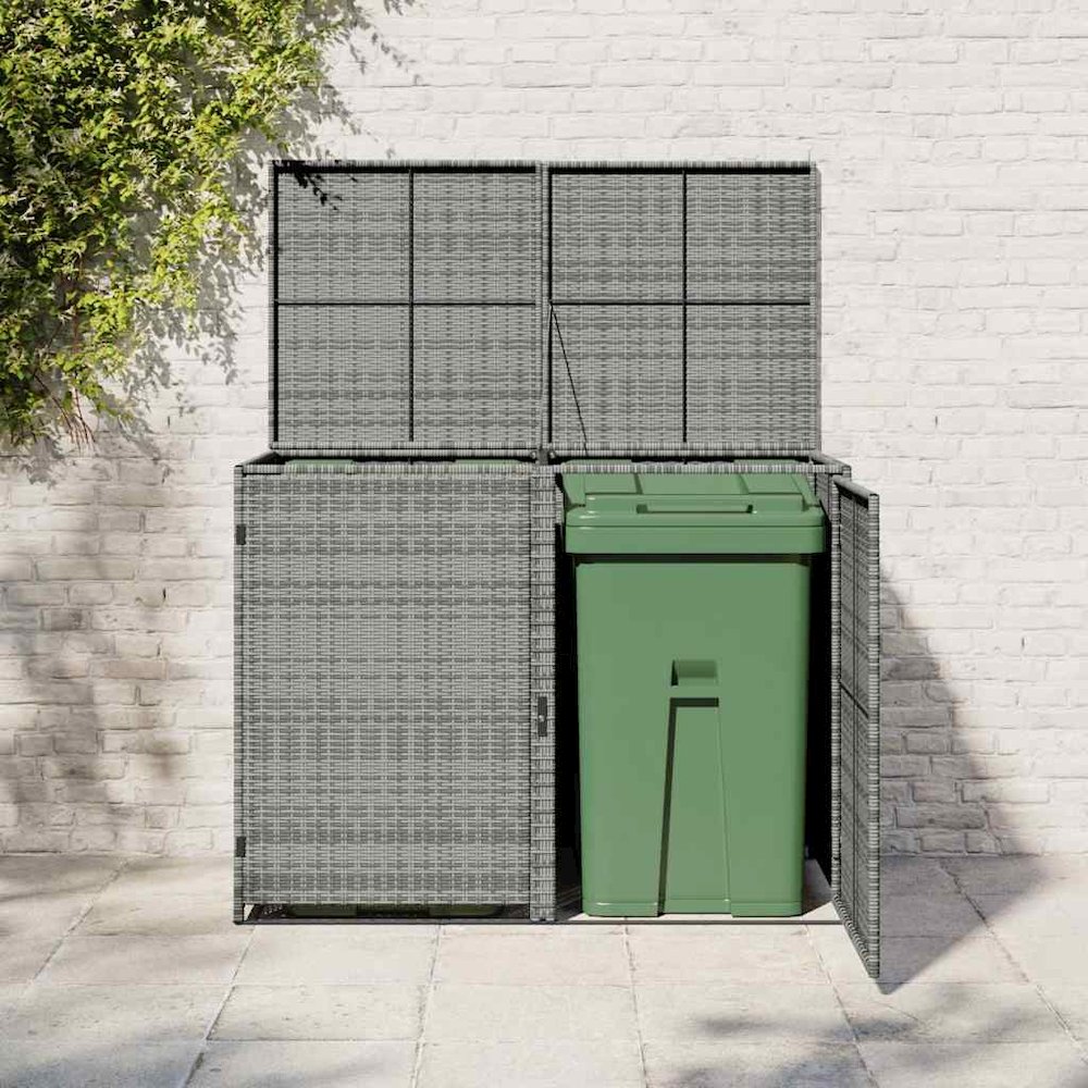 Wheelie Bin Shed Anthracite PE rattan, powder-coated steel. Picture 3