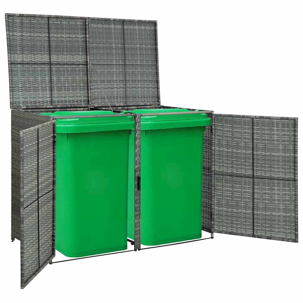 Wheelie Bin Shed Anthracite PE rattan, powder-coated steel. Picture 11