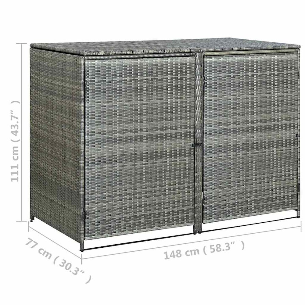 Wheelie Bin Shed Anthracite PE rattan, powder-coated steel. Picture 12