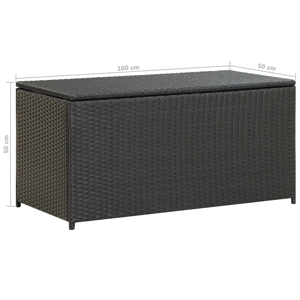 Patio Storage Box Poly Rattan 39.3"x19.6"x19.6" Black. Picture 8
