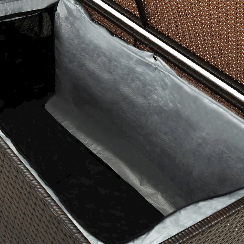 Outdoor Storage Box Brown Polyethylene rattan, Powder-coated steel. Picture 6
