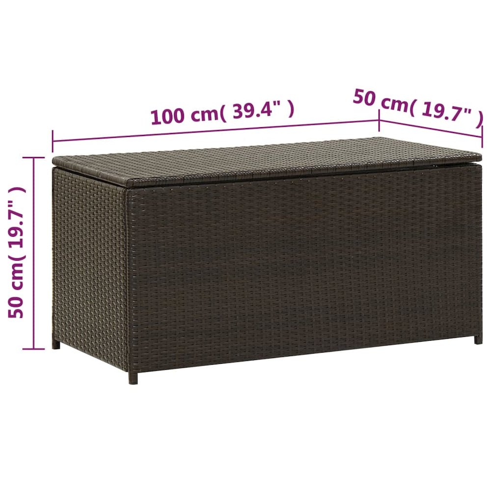 Outdoor Storage Box Brown Polyethylene rattan, Powder-coated steel. Picture 9