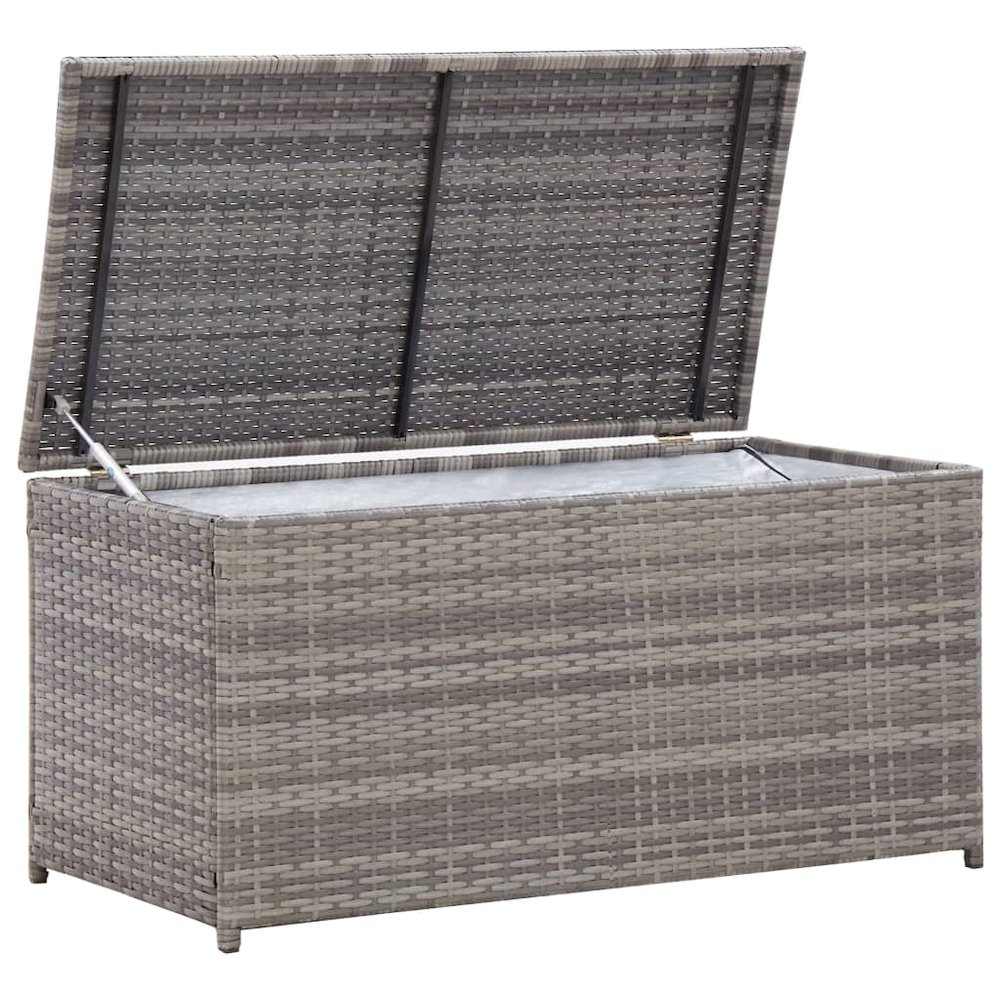 Patio Storage Box Poly Rattan 39.4"x19.7"x19.7" Gray. Picture 2