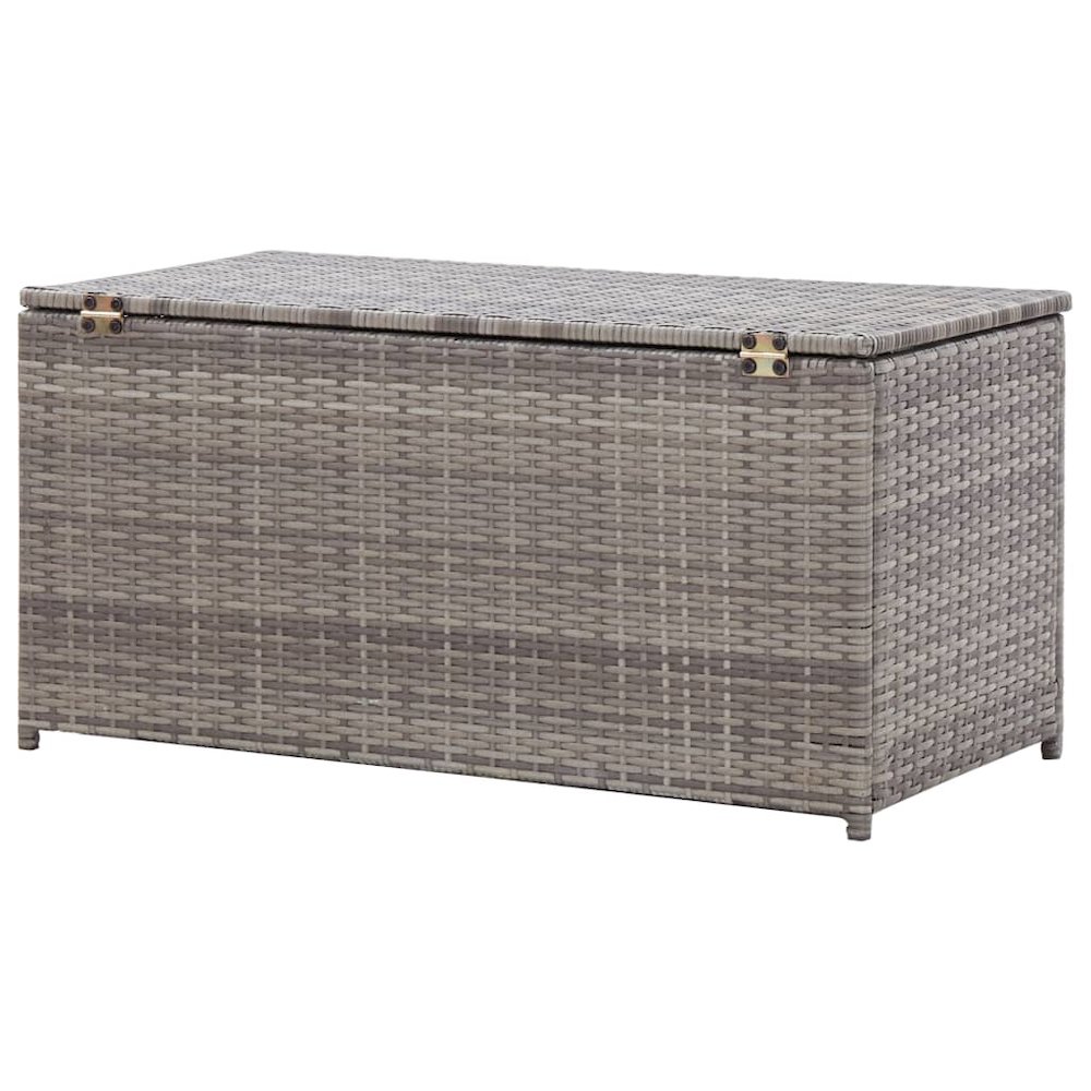 Patio Storage Box Poly Rattan 39.4"x19.7"x19.7" Gray. Picture 5