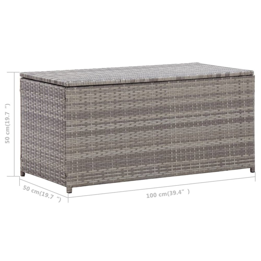 Patio Storage Box Poly Rattan 39.4"x19.7"x19.7" Gray. Picture 9