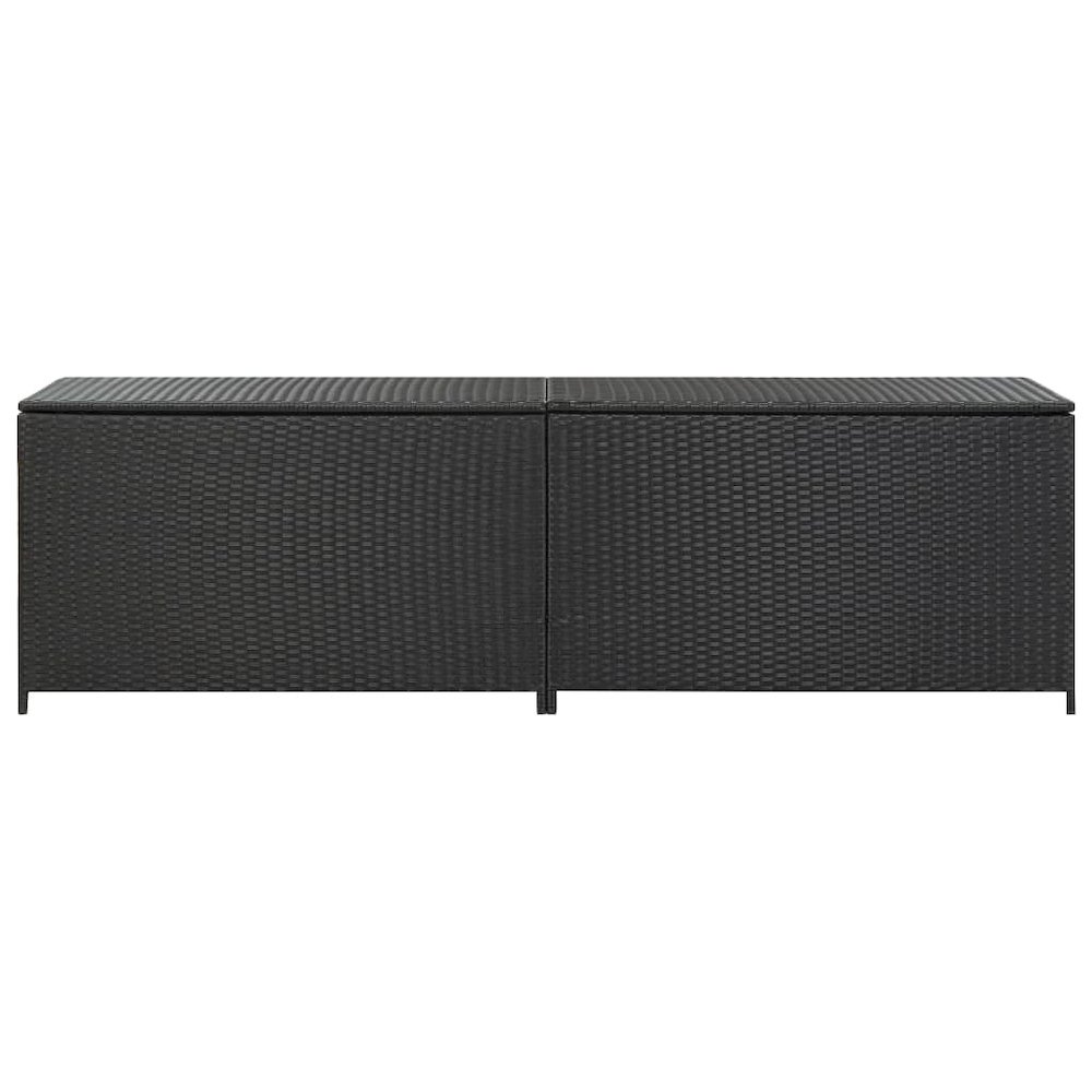 Storage Chest Black Poly Rattan, Powder-Coated Steel Large. Picture 2