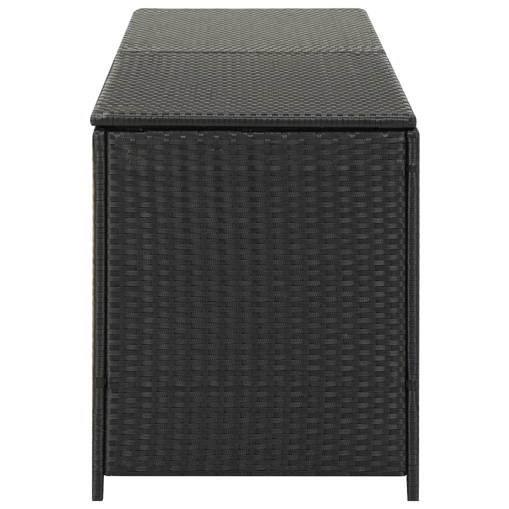 Storage Chest Black Poly Rattan, Powder-Coated Steel Large. Picture 3