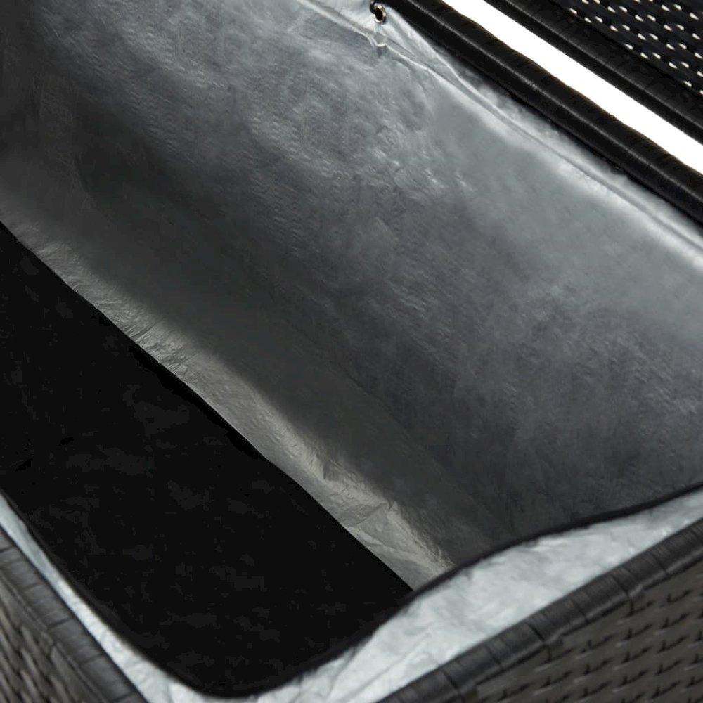 Storage Chest Black Poly Rattan, Powder-Coated Steel Large. Picture 6