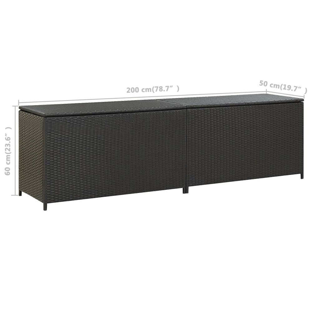 Storage Chest Black Poly Rattan, Powder-Coated Steel Large. Picture 9