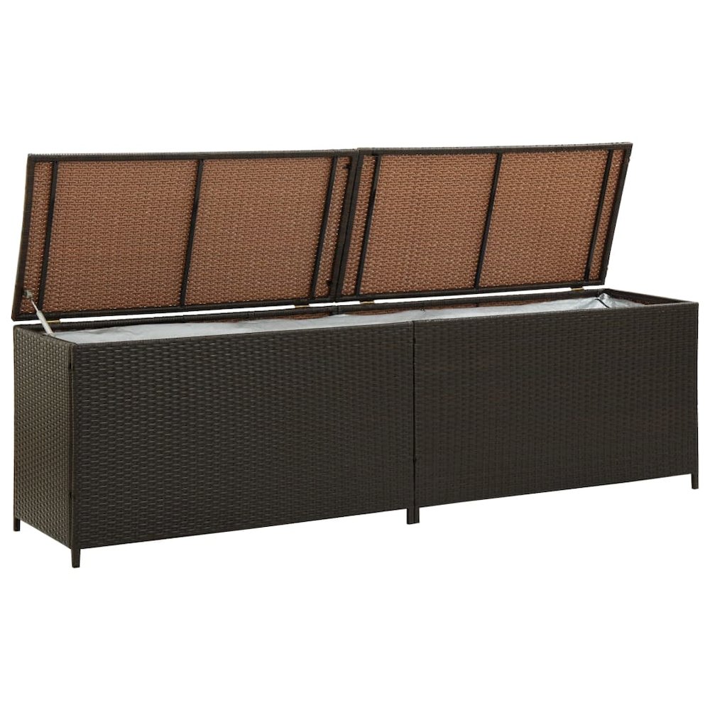 Storage Chest Brown Poly Rattan and Powder-Coated Steel. Picture 3