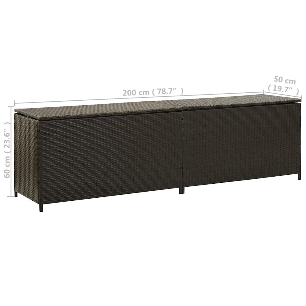 Storage Chest Brown Poly Rattan and Powder-Coated Steel. Picture 8