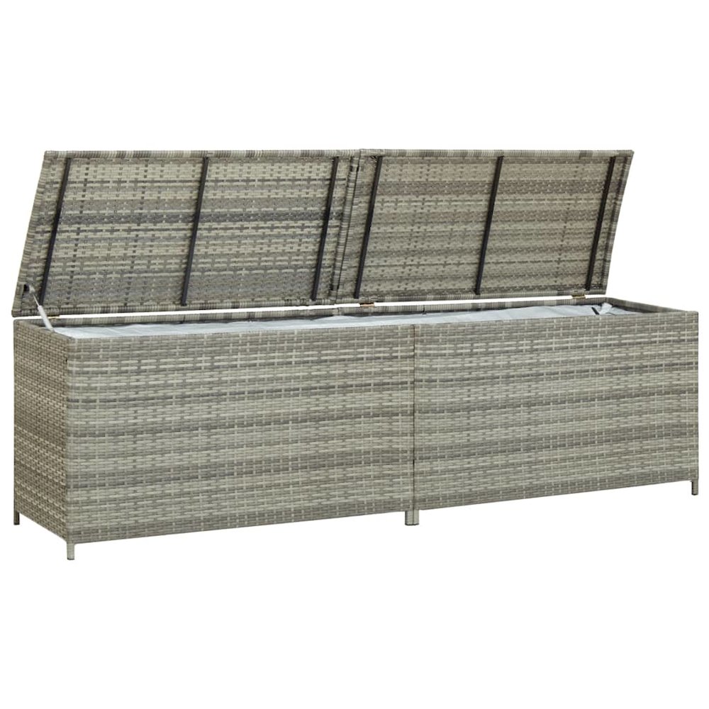 Storage Chest Grey Polyethylene Rattan 78.7 in x 19.7 in x 23.6 in. Picture 3