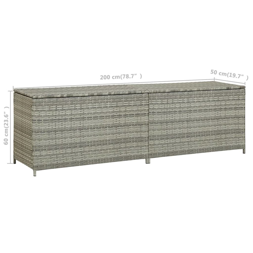 Storage Chest Grey Polyethylene Rattan 78.7 in x 19.7 in x 23.6 in. Picture 8