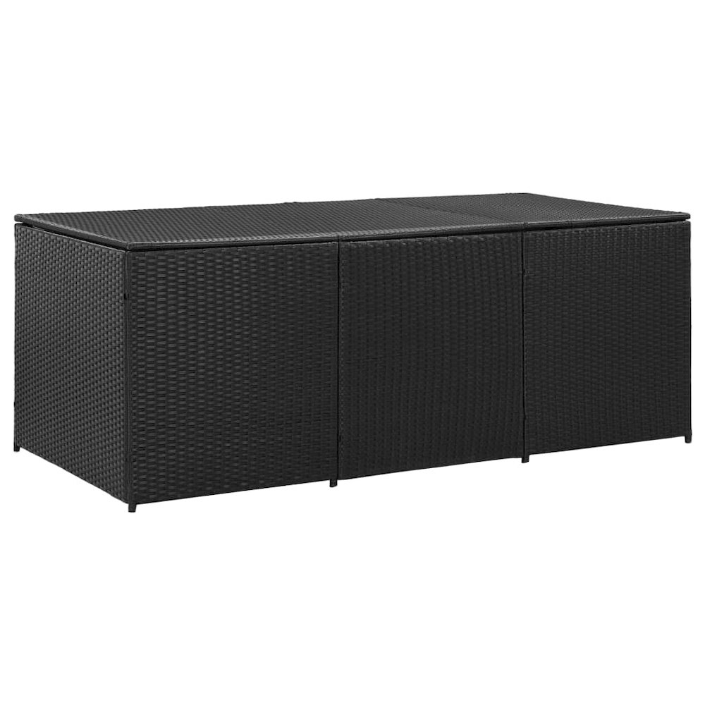 Storage Chest Black Polyethylene Rattan Large Garden Storage Box. Picture 1