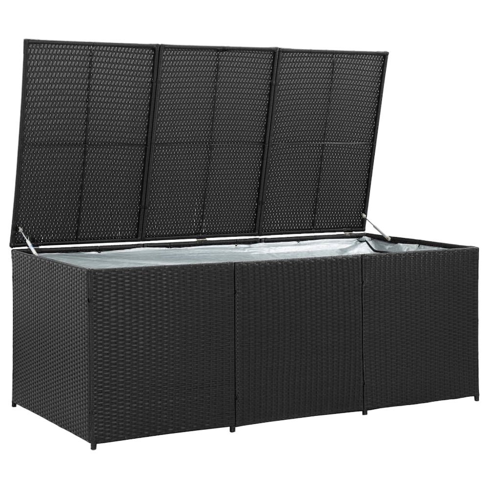 Storage Chest Black Polyethylene Rattan Large Garden Storage Box. Picture 2