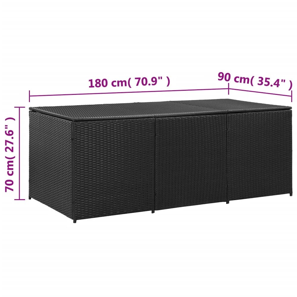 Storage Chest Black Polyethylene Rattan Large Garden Storage Box. Picture 8