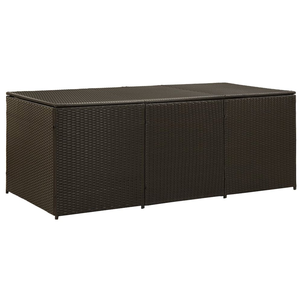 Storage Chest Brown Poly Rattan Large Garden Storage Box. Picture 1