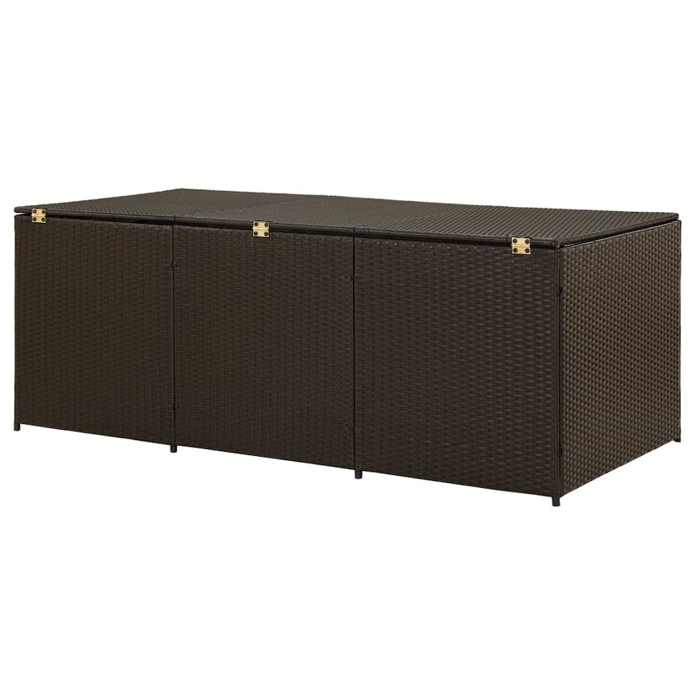 Storage Chest Brown Poly Rattan Large Garden Storage Box. Picture 5