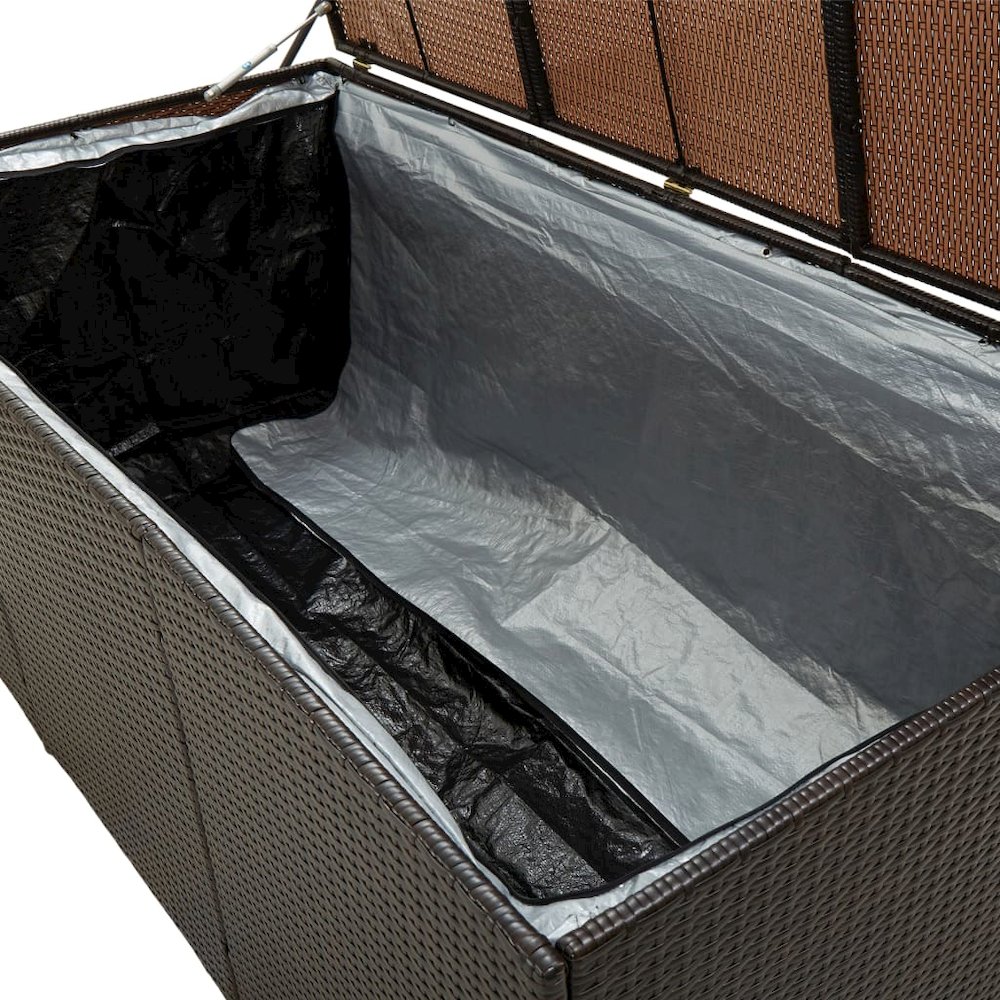 Storage Chest Brown Poly Rattan Large Garden Storage Box. Picture 6