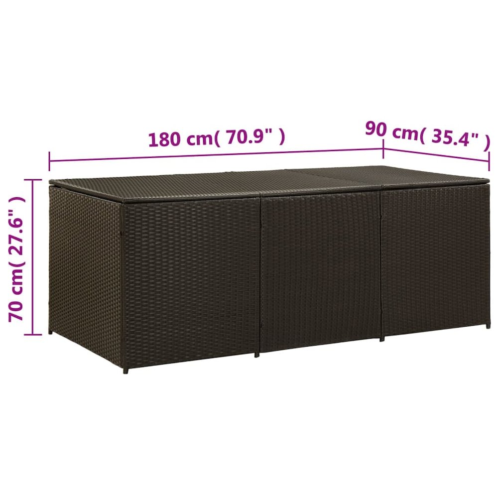 Storage Chest Brown Poly Rattan Large Garden Storage Box. Picture 8