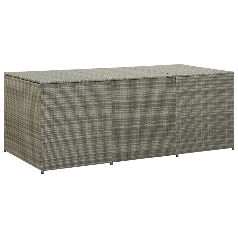Storage Chest Grey PE Rattan, Powder-Coated Steel Large. Picture 1