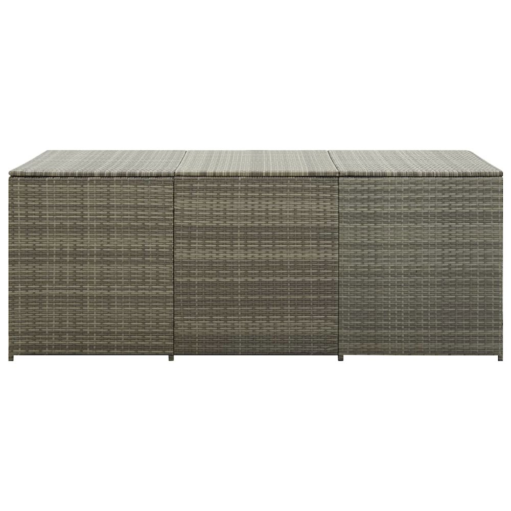 Storage Chest Grey PE Rattan, Powder-Coated Steel Large. Picture 3