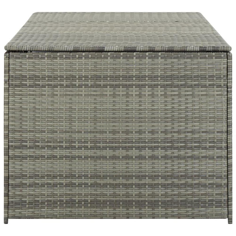 Storage Chest Grey PE Rattan, Powder-Coated Steel Large. Picture 4
