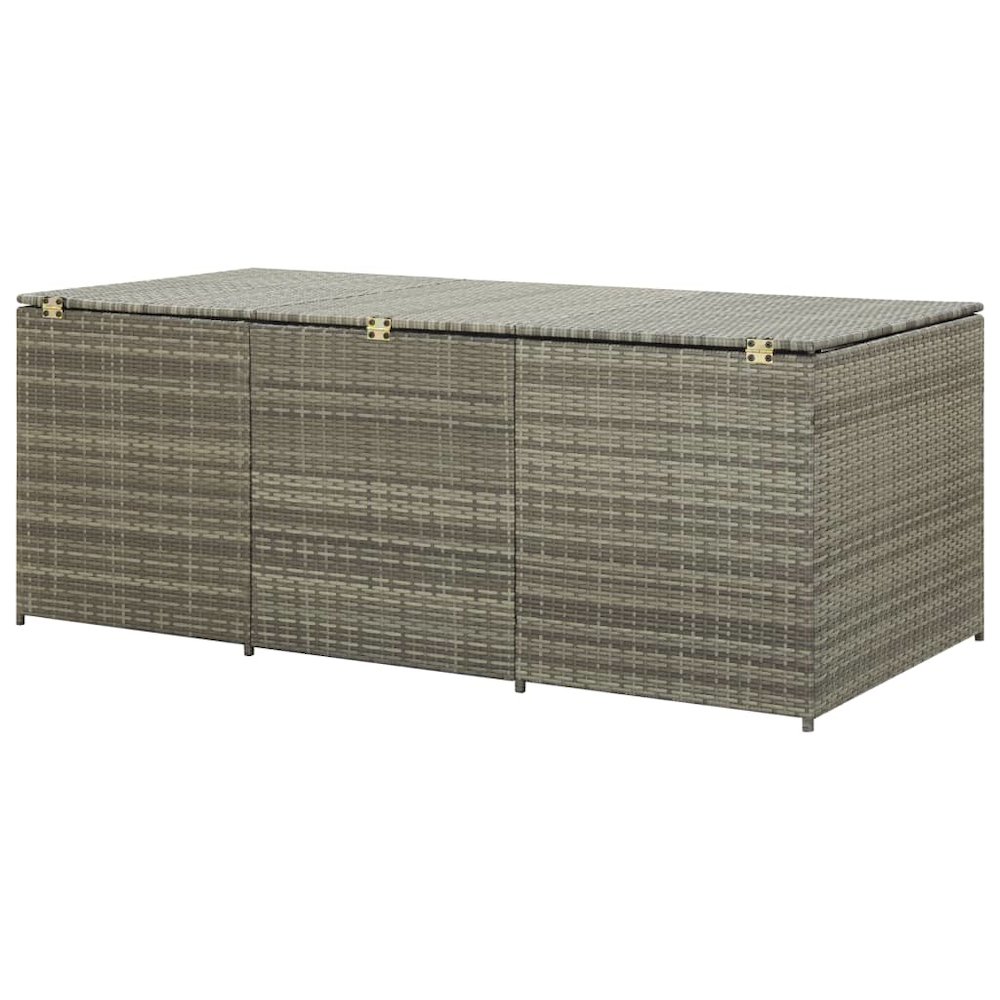 Storage Chest Grey PE Rattan, Powder-Coated Steel Large. Picture 5