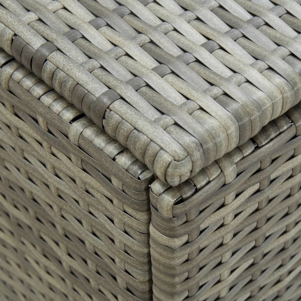 Storage Chest Grey PE Rattan, Powder-Coated Steel Large. Picture 6