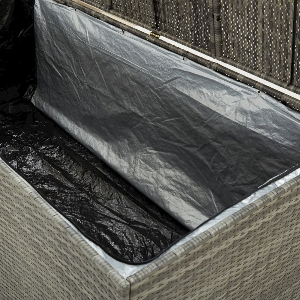 Storage Chest Grey PE Rattan, Powder-Coated Steel Large. Picture 7