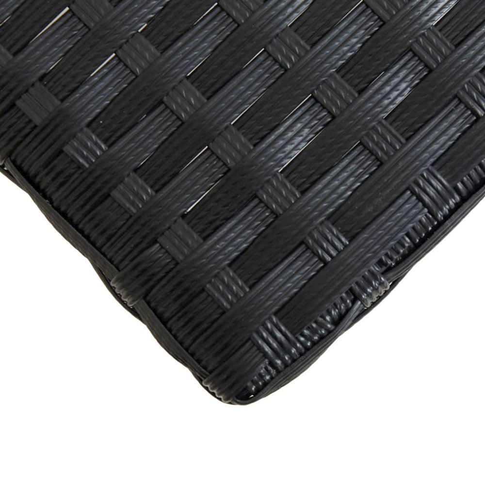 Garden Bench Black Poly Rattan and Solid Acacia Wood Medium. Picture 5