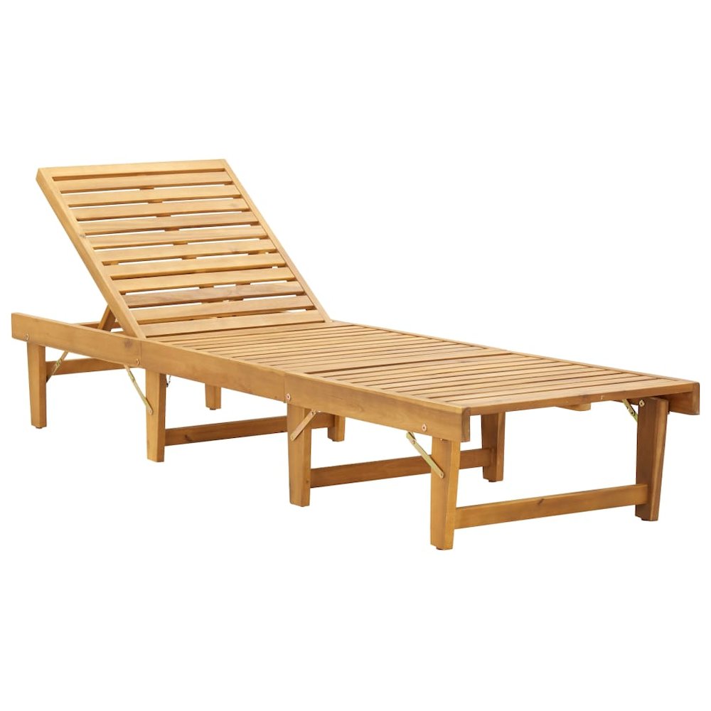 Sun Lounger Dark grey Solid Acacia wood Standard Foldable. Picture 3