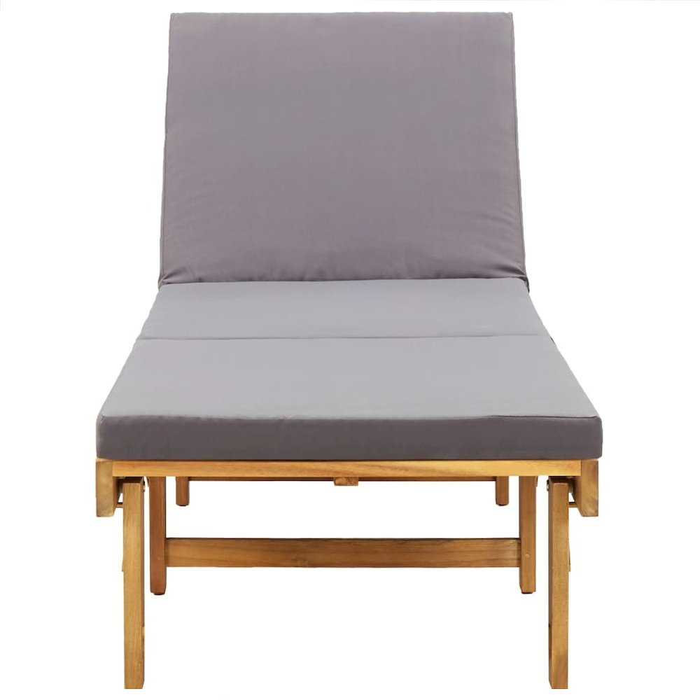 Sun Lounger Dark grey Solid Acacia wood Standard Foldable. Picture 4