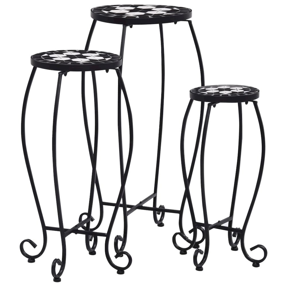 Table Set of 3 Black and White Iron and Ceramic Small Durable. Picture 1