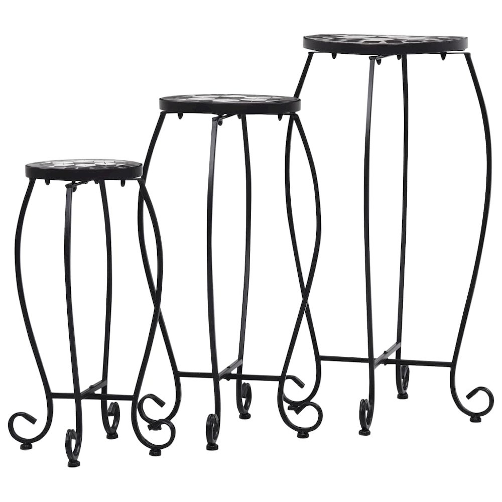 Table Set of 3 Black and White Iron and Ceramic Small Durable. Picture 2