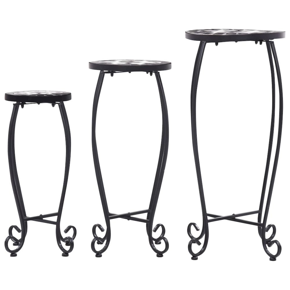 Table Set of 3 Black and White Iron and Ceramic Small Durable. Picture 3