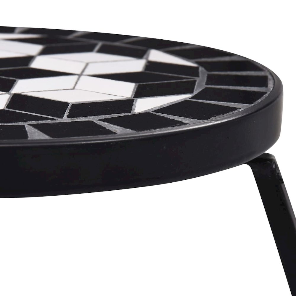 Table Set of 3 Black and White Iron and Ceramic Small Durable. Picture 4