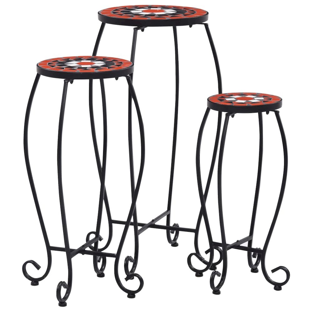Table Set of 3 Terracotta and White Iron tube and ceramic tile. Picture 1