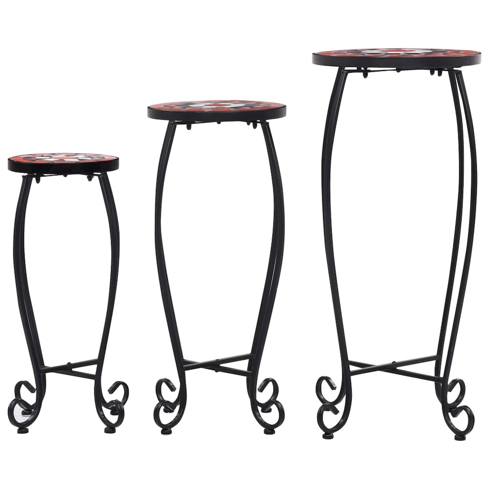 Table Set of 3 Terracotta and White Iron tube and ceramic tile. Picture 2
