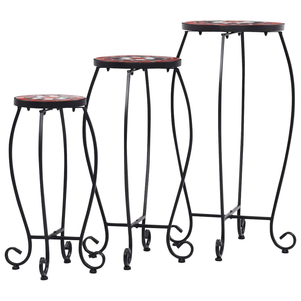 Table Set of 3 Terracotta and White Iron tube and ceramic tile. Picture 3
